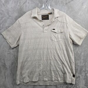 Howler Brothers Size Large Ranchero Jaquard Short Sleeve‎ Cream Pearl Snap Polo